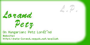 lorand petz business card